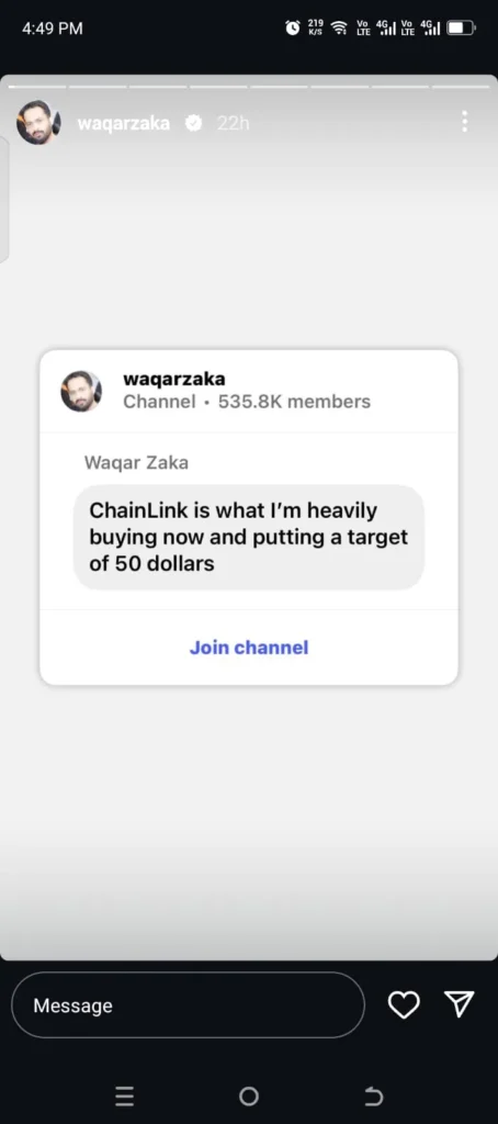 Waqar Zaka Prediction about Chainlink
